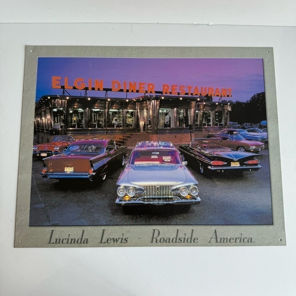 Vintage Classic Car Tin Photo Poster Man Cave Sign Elgin Diner Garage